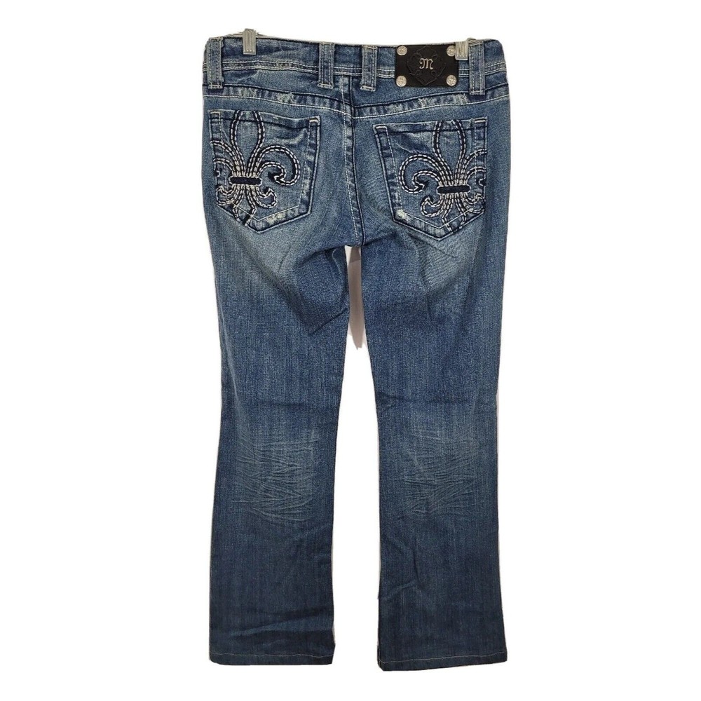 Miss Me SIZE 29 fleur De Lis pockets Signature Rise Boot Jeans JP436gce